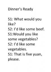 English Worksheet: Dinner�s Ready Role-Play