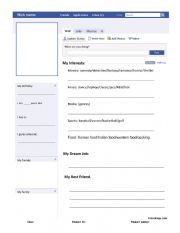 English Worksheet: FACEBOOK PAGE WORKSHEET