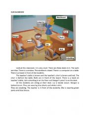 English Worksheet: READING: Our Classroom