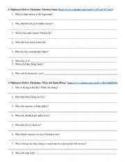 English Worksheet: A Nightmare Before Christmas - Video Activity 