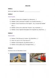 English Worksheet: Icons and attractions in England