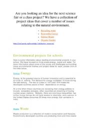 English Worksheet: PROJECT ABOUT ENVIRONMENT