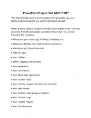 English Worksheet: All About Me Powerpoint