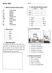 English Worksheet: Discover English 1 Inital Test
