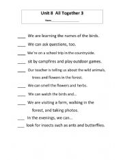 English Worksheet: All Together 3 Unit 8 Reading Paragraph supplementary worksheets
