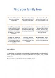 English Worksheet: Find your family tree