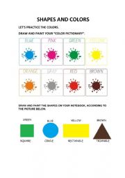 English Worksheet: SHAPES AND COLORS