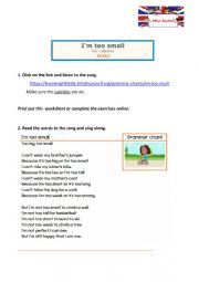 English Worksheet: Too small Too BIG  Mr Men worksheet