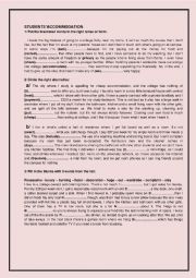 English Worksheet: STUDENTS�ACCOMMODATION