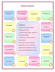 English Worksheet: Weird phobias