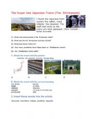 English Worksheet: Japanese trains