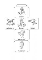English Worksheet: Making a dice of sports