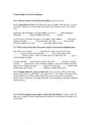 English Worksheet: Present Simple or Present Continuous