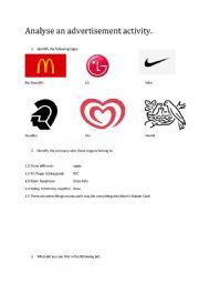 English Worksheet: Advertisement worksheet Memo
