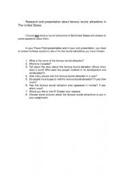 English Worksheet: Research and prsentation about famous landmarks in the USA