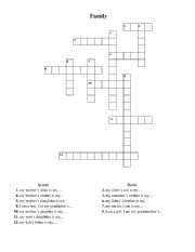 English Worksheet: Family crossword puzzle