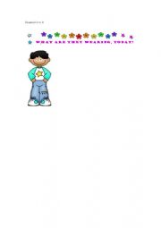 English Worksheet: What is he/she wearing?