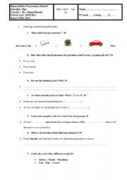 English Worksheet: test 9th form march 2021