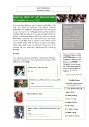 English Worksheet: Past Continuous _ The Pararazzi