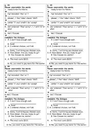 English Worksheet: ordering food