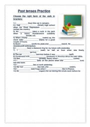 English Worksheet: past tenses 