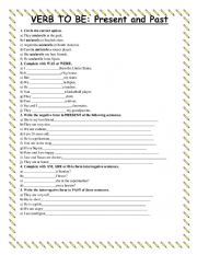 English Worksheet: Verb to be: Present and Past Forms