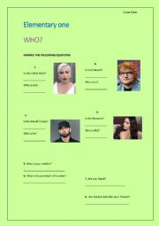 English Worksheet: Who