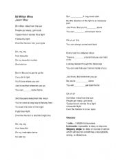 English Worksheet: Jason Mraz - 93 Million Miles 