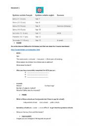 English Worksheet: Compare the French secondary school system to the British one