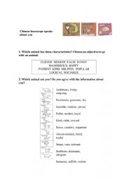 English Worksheet: Chinese Horoscope