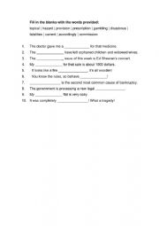 English Worksheet: Fill the gaps