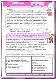 English Worksheet: consolidation tasks