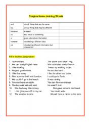 English Worksheet: Simple Conjunctions