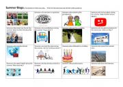 English Worksheet: Summer Bingo