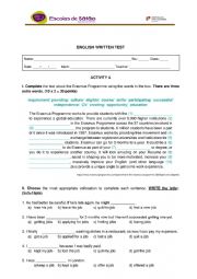 English Worksheet: teste 111th grade (jobs)