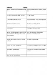 English Worksheet: Shopkeeper/Customer role play