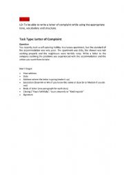English Worksheet: formal letter writing task