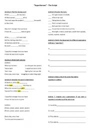 English Worksheet: Superheroes - The script