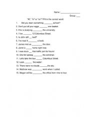 English Worksheet: Prepositions, time and place