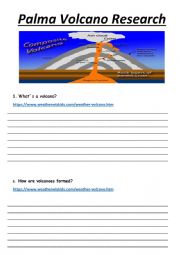 English Worksheet: Palma Volcano Research