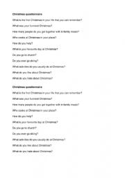 English Worksheet: Christmas speaking questions
