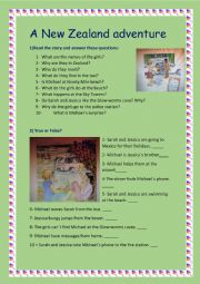 English Worksheet: A New Zealand adventure by Jan Thorburn Activities
