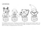 English Worksheet: New Year Listen (Read) and color