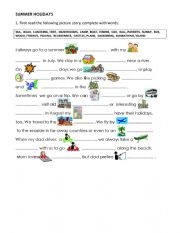 English Worksheet: Summer holidays