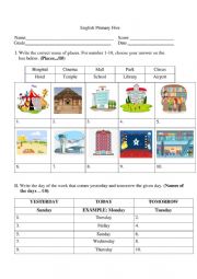 English Worksheet: Places in town and Days of the week
