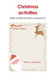 English Worksheet: write a letter to Santa