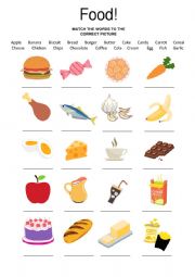 English Worksheet: Food Vocabulary
