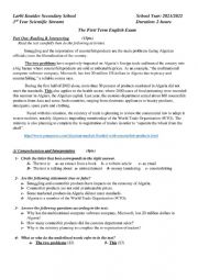 English Worksheet: Exam sheet 