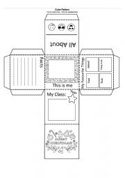 English Worksheet: All About Me cube