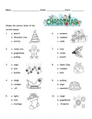 CHRISTMAS QUIZ VOCABULARY 